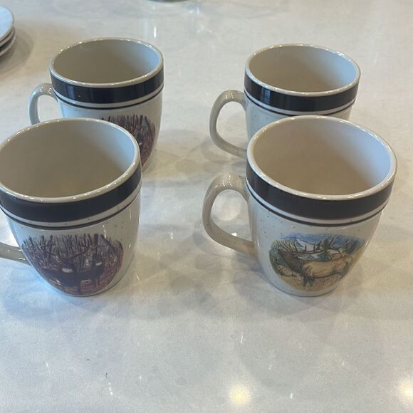 Cabela’s folkcraft  By Scotty Z, stoneware 4 coffee cups 2 elk. 2 whitetail. Fun - Picture 6 of 10